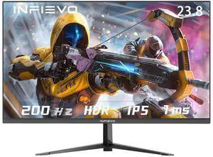 INFIEVO Gaming Monitor 23.8 Inch FHD 1080P Computer Monitor 200Hz IPS 1ms, FreeSync, Ultra-Thin PC Monitor, VESA Compatible, Tilt Adjustable, Eye Care Technology, HDMI/DP(Black)