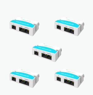 LINOVISION Mini 2 Port POE Extender IEEE 802.3af/at - Power Over Ethernet Repeater Up to 1000ft, Cat5/6 Cable, Splitter for 2 POE Devices Like IP Cameras, IP Phone (5 Pack)