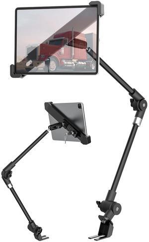 NATDETC Car/Truck Seat Rail Tablet Mount, [Aluminum Alloy Long Arm]-with Safety Lock, for iPad Pro 12.9/Air, Galaxy Tabs, Surface Pro/Go, Kindle Fire and 9"-14" Tablets