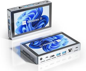Mini PC Win 11 Pro, Celeron N5095 Windows Tablet with Fan,16GB DDR4, 256GB ROM, EMMC 4K60Hz Display Mini Desktop with Screen, Micro PC 4K 60Hz Triple Display, Mini Gaming Computer WiFi 5.0 BT 5.2