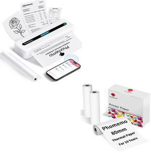 Phomemo M832 Portable Thermal Printer White & 3 Rolls 80mm Thermal Printer Paper 3.15''