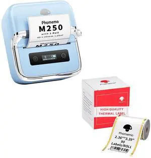 Phomemo M250 Label Maker, 3" Thermal Barcode and Address Printer -Portable Label Printer for Bussiness, Sticker Printer with 2.36"x3.39" Thermal Labels, Gold Linear Border