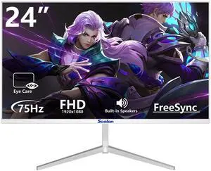 Sealan 24 inch Computer Gaming Monitor 75Hz Refresh Rate 16:9 Aspect Ratio Ergonomic Tilt & VESA Compatible - Home Office Sync FHD 1920x1080p Visual Experience for Work & Play