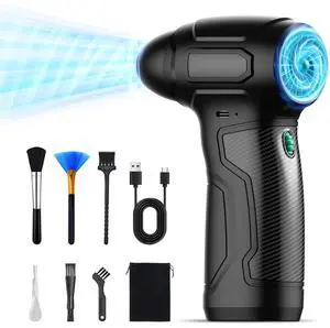 Tomzio Compressed Air Duster - 200,000RPM Electric Air Duster, Canned Air Blower Alternative for PC, Keyboard, Building Toys, Campfire, Leaf, Home Cleaning (Green)