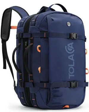 Tolaccea Travel Laptop Backpack, Large Carry on Backpack Flight Approved Convertible Duffle Luggage Bag Daypack Work Business Rucksack Fits 16" Laptop for Men Women 3 Carrying Ways, 40L-55L Expandable