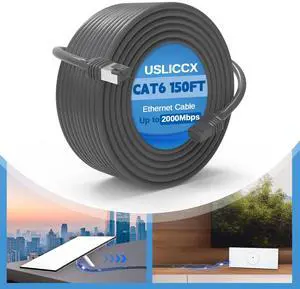 USLICCX 150FT/46M Starlink Gen 3 Cable, CAT6 2000Mbps Starlink Cable Extension, 26AWG Oxygen-Free Copper Wire, RJ45 Connectors, IP68 Waterproof Replacement Standard V3 Cord for Star Link Satellite