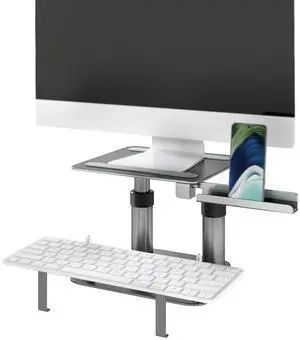 WYJREES Monitor Stand Riser, Adjustable Laptop Monitor Stand for Desk with Keyboard Stand and Phone Holder, Aluminum Monitor Laptop Stand Riser, Fits for All Monitor 10.1-17.3in, Laptop Within 17in