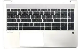 Wzqrps New Replacement for HP Probook 450 G10 455 G10 Laptop Upper Case Palmrest Backlit Keyboard Assembly Part N43874-001 N43875-001 4BX8TTATP80 Silver (Probook 450 455 G10 Backlit Keyboard)