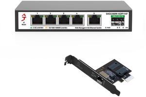 5 Port 2.5G Web Managed Ethernet Switch with Intel I226-V 2.5G Netword Card, 2.5Gb Network Homelab Switch Support LACP/VLAN/QoS/STP/IGMP, Fanless 2.5 Gigabit Managed Switch