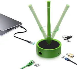 Multifunction Magnetic Levitation Pen with Docking Station,Multifunctional Levitating Pen with USB3.0 Port,3 in 1 USB-C Hub with 1000Mbps Ethernet,Good Business Gifts