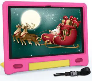YACXBTK Tablet for Kids 10.1 inch Android 14 6000mHA 8GB RAM+64GB ROM(Expandable to 1TB Kids Tablet Age 3-12 with Case& Lanyard WiFi6 Google Kids Space Parental Control 1280 * 800 HD Screen Pink