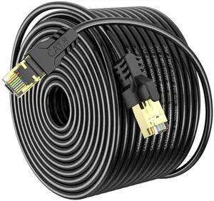 YSONG Cat 8 Ethernet Cable 350ft,High Speed 40Gbps,2000Mhz,26AWG,Gold Plated RJ45 Connector,for Outdoor&Indoor Weatherproof UV,for/PC/Modem/Router/Gaming,Faster Than Cat7/Cat6/Cat5