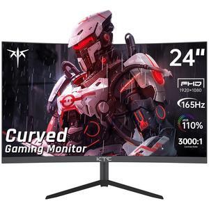 KTC 24 Inch Curved Gaming Monitor, 165Hz FHD 1080P Frameless Computer Monitor, Freesync/G-Sync Support, 99% sRGB, 3000:1 Contrast, HDMI, DisplayPort, Wall Mountable/Tilt Adjustable, H24S17
