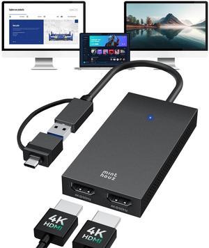 USB C to Dual HDMI Adapter, DisplayLink Certified 4K@60Hz Dual Monitor Splitter, USB 3.1 to Dual HDMI Extender for for Windows 10/11 & MacBook M1/M2/M3/M4, Support for Dell/HP/Lenovo/Surface Laptops
