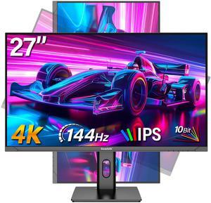 Gawfolk 27 inch 4K Gaming Monitor 144Hz PC Monitor UHD 3840 x 2160 Computer Screen, Vertical Display Height Pivot Swivel Tilt Adjustable