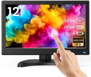 Eyoyo EM116ID 12" Small Touchscreen Monitor 1366x768 10-Point Multi Capacitive Touch Screen Display with HDMI VGA Mini LED Computer Monitors for Office Retail Warehouse POS Systems, Built-in Speakers