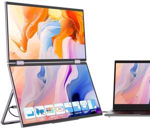 InnoView Laptop Screen Extender 15.6" Dual Monitors (Wins/Mac) Stacked Foldable Triple Monitor 1080P Portable Monitor for Laptop 90deg/180deg Automatic Rotation