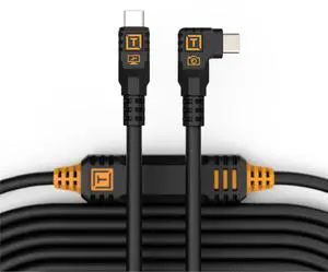 Tether Tools TetherPro Optima 10G USB Exclusive Data Transfer, 15' (4.6M) Straight to Right Angle Cable - Black