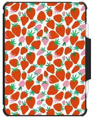 CASETiFY Impact Folio Case for iPad Pro 12.9" (3rd/4th/5th/6th Gen) - Strawberries by BODIL Jane - Clear Black