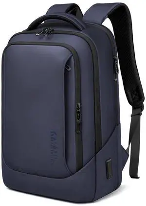 hk Laptop Backpack for Men with USB Charging Port Water-Resistant for 15.6 Inch Computer Bag Durable High-Tech Daypack Casual Backpack for Business Work College Weekender Travel- Blue
