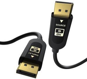 FIBBR Certified Fiber Optic DisplayPort 2.1 Cable,DP2.1 Cable 40Gbps Video Display Port Cord Supports 16K@30Hz, 10K@30Hz, 8K@60Hz, 4K@165Hz, HDR, HDCP 2.2, 3D, ARC (16.4FT/5M)