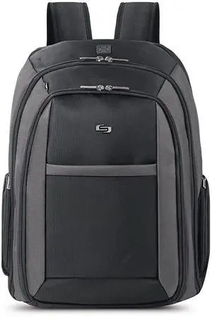 Solo New York Metropolitan 16 Inch Laptop Backpack with Removable Sleeve, Black/Grey