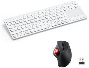 SANWA 2.4G Wireless Trackball Mouse and 3-Device Bluetooth Keyboard with Touchpad set, Programmable Silent Rollerball Mice, 20 Shortcuts, Pantograph Keys Keyboard, Compatible with Mac, Windows, Laptop