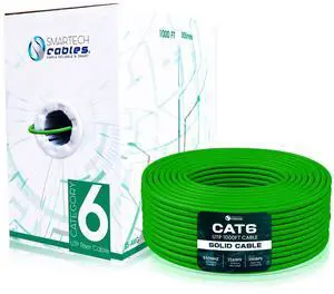 SmarTech Cables Cat 6 Cable 1000ft (Riser) - UTP 4 Pair Solid Conductor, Easy to Install Cat6 Riser 1000ft, High Speed 10 Gbps, 23 AWG Cat6 1000ft Ethernet Cable, Certified Bulk Cat6 Cable 1000ft