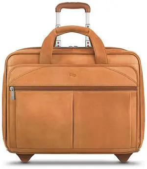 Solo Walker Leather Rolling Laptop Bag, Tan