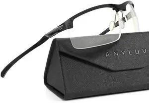 ANYLUV Blue Light Glasses Men Blue Light Blocking Glasses Carbon Fiber Temple Gaming Computer Glasses Anti Eye Strain