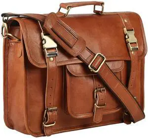Premium Brown Leather Messenger Bag for Men, Laptop Bag, Crossbody Bag, Vintage Handmade Leather Satchel Shoulder Bag, 3 Sizes Option (13 INCH (10 Hx 13 L x 4.5 W inches))
