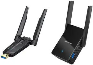 BrosTrend AXE5400 WiFi 6E USB Adapter + BrosTrend WiFi 6 AX3000 WiFi to Ethernet Adapter with RJ45 Gigabit Port