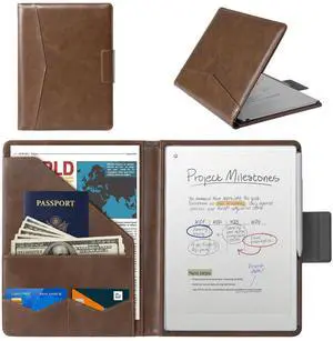 CoBak Premium PU Leather Case for Remarkable Paper Pro 11.8" (2024) - Slim Magnetic Back Cover with Auto Sleep/Wake, Folder Design, Magnetic Pen Holder Strap, Brown Leather