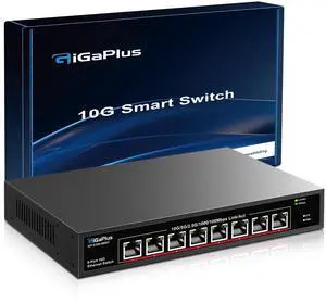 8 Port 10Gb Ethernet Switch Unmanaged, 8X 10Gbe Base-T Ports, GiGaPlus 10G Network Switch for 10Gbps NAS, PC, WiFi7 Router, 10Gbps Adapter/NIC. Desktop/ 19-inch Rack Mount, Plug and Play