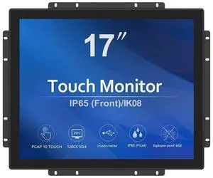 GreenTouch 17 Inch 10 Points Open Frame Industrial Touch Monitor - PACP -1280X1024-LED Display Metal Housing with HDMI,DVI,VGA Port Built-in