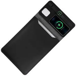 Gyanm 5 in 1 Wireless Charging Laptop Sleeve 12"-14", Charge 3 Devices at Once, PU Leather Laptop case with Pocket (Black)