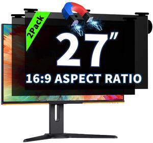 2 Pack Magnetic Hanging Computer Privacy Screen 27 Inch for 16:9 Widescreen Monitor, Removable Privacy Screen Anti Glare Blue Light Computer Screen Privacy Shield, Anti-Scratch 27 in Protector Film
