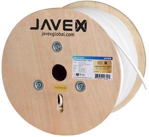 JAVEX 23AWG CAT6A Ethernet Cable 100% Shielded FTP [UL CMR Riser, for PoE++, 500FT] Solid Pure Copper 750MHz, ETL Listed, White