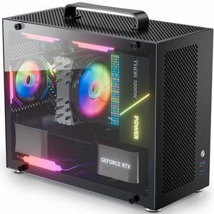 Micro ATX Case, MATX PC Case for ITX MATX Motherboard, 2X 120mm ARGB Fans Preinstalled, Tempered Glass, Magnetic Dust Filters, Fully Ventilated Airflow, Mini PC Case with USB3.0