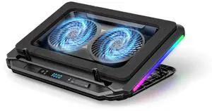 Katruy Gaming Laptop Cooling Pad with Powerful Turbo Fan, Infinitely Variable RGB Laptop Cooler, Sealed Foam for Rapid Cooling of 14-21-inch Laptops