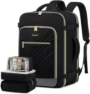 LOVEVOOK Travel Backpack For Women,50L Carry On Backpack Flight Approved,TSA Personal Item Travel Bag Fits 18 Inch Laptop,Business Weekender Overnight Daypack 3 Packing Cubes