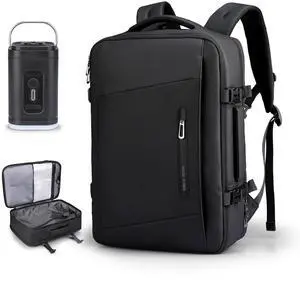 MARKETRON 35L Vacuum Compression Travel Backpack with Built-in Air Pump & Side Water Bottle Pocket | Lightweight Laptop Bag for Business, College, Camping | Expandable Airpack Design Saves Space