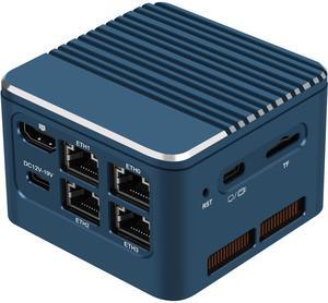 Mrroute MR-M1 Network Firewall Mini PC N100(4C/4T,Up to 3.4GHz),Mini Computer 8GB RAM NO SSD Barebone,Micro PC 4K Dual Display,4 LAN 2.5GbE,Low Power Mini Desktop Computer,HTPC