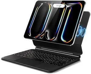 NAKUXOP ipad Magic Keyboard for iPad Pro 11 inch (M4) 2024,Ultra Low Latency,No Battery Required,RGB Backlight,Magnetic levitation Bracket Intelligent iPad Magic Keyboard,Black