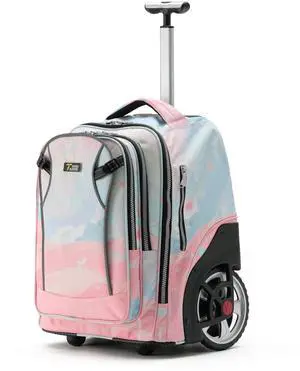 NEW TILAMI 20" Rolling Backpack for Teens Adults, Climbing Stairs Waterproof Backpack with Wheels for School Business Trave Camping with Laptop Compartment, Fit 17 Inch Laptop, Pink
