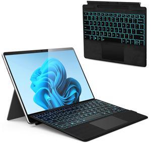 Surface Pro Keyboard, Wireless Type Cover for Microsoft Surface Pro 11/10/9/8/X, Ultra-Slim Portable Magnetic Bluetooth Keyboard with 7 Color Backlit, Pen Holder, Rechargeable Battery, Trackpad
