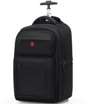 OIWAS 17.3 inch Rolling Backpack with Wheels, Travel Wheeled Laptop Backpack with Wheels for Adults, Carry on Luggage Business Roller Computer Bag Work Trolley Suitcase Men Women Black