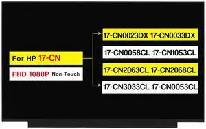 POBRIDA 17.3" Replacement for HP 17-CN 17-CN0023DX 17-CN0033DX 17-CN0058CL 17-CN1053CL 17-CN2063CL 17-CN2068CL 17-CN3033CL 17-CN0053CL M50442-001 Non-Touch Screen LCD Display Panel(FHD 30 Pins 60HZ)