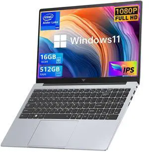 KAIGERR Laptop PC with Intel N97 Processor, 16GB DDR4, 512GB SSD, 1080P FHD Display, 15.6 inch, WiFi, BT5.0, USB3.2, Type-C, 5000mAh Battery