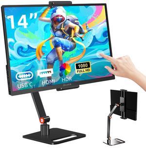 14 Inch Touchscreen Portable Monitor 1200P Slim and Lightweight Bezel less FHD IPS HDR Gaming Monitor, Laptop Travel Sub-Monitor with Built-in Speakers and VESA for Laptop Mac PC Xbox PS4/5 Switch